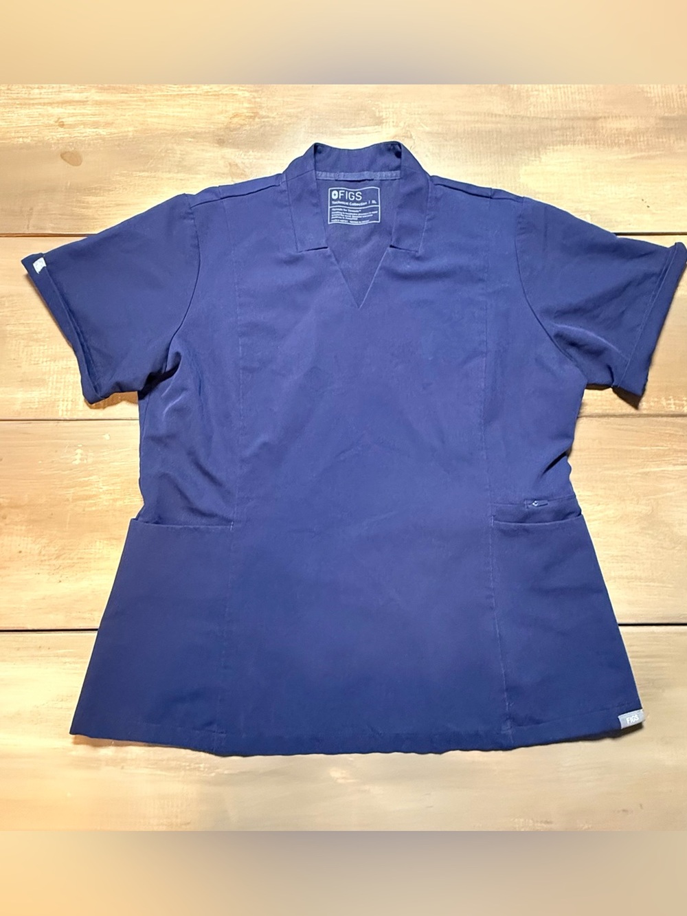FIGS Blue Technical Collection Scrub Top XL Stretch Medical Nurse Uniform